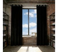 Rideau Thermique 70 x 165 cm Bloquer Lumiere, Thermique Isolant Anti Froid Doux Rideau avec Œillets Design Moderne à Oeillets pour Salon et Chambre, Noir