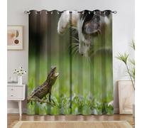 Rideau Thermique Chat Rideau Occultant caméléon Rideaux Isolant Anti Froid et Chaleur Doux Phonique Lavable L140xH260cm Chambre Salon Intérieurs, 2 Pièces H3991
