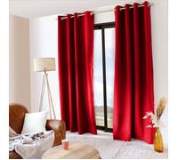 Generique Rideau thermique occultant microfibre doublée, œillets métal, Rouge 135×240 cm