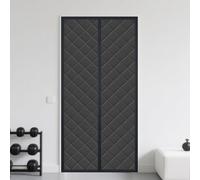 Rideau Thermique Isolant 117 x 246 cm Vent et Insonorisant Rideau de Porte Magnétique Interieur Sans Perçage, Étanche, Adapté Aux Animaux Domestiques pour L'Été et L'Hiver, Noir