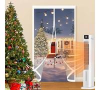 Rideau Thermique Isolant 140 x 285 cm avec Protection Thermique - Fermeture Automatique - Coupe-Vent Moustiquaire Magnetique Porte pour Porte de Cuisine et Salon, A