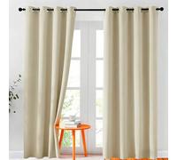 Rideau Thermique Isolant 195 x 200 cm avec Oeillets Isolation Lumineux Isolant Thermique Design Moderne à Oeillets pour Porte Fenetre Dressing Salon, Beige
