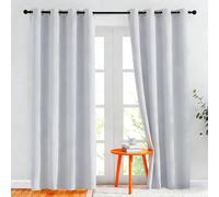 Rideau Thermique Isolant 240 x 240 cm avec Oeillets Isolation Lumineux Isolant Thermique Design Moderne à Oeillets pour Porte Fenetre Dressing Salon, Blanc