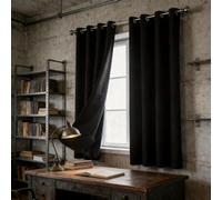 Rideau Thermique Isolant 240 x 240 cm Bloquer Lumiere, Thermique Isolant Anti Froid Doux Rideaux Fenêtre Opaques Design Moderne à Oeillets pour Dressing Salon, Noir