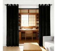 Rideau Thermique Isolant 240 x 240 cm Doux Opaques Anti Chaleur Isolation Chaleur UV Bruit Rideau Isolant Anti-Bruit Design Moderne à Oeillets pour Maison Chambre Fenetre, Noir