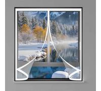 Rideau Thermique Isolant 63 x 54 cm Durable, Coupe-Vent, Imperméable, Fermeture Automatique Transparent Rideau Thermique pour Salon, Chambre Chauffante, A