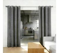 Rideau Thermique Isolant 70 x 140 cm Bloquer Lumiere, Thermique Isolant Anti Froid Doux Rideau Phonique Opaques Design Moderne à Oeillets pour Salon et Chambre, Gris