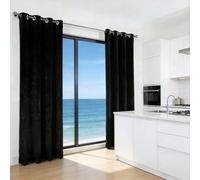 Rideau Thermique Isolant 70 x 165 cm Bloquer Lumiere, Thermique Isolant Anti Froid Doux Rideau Anti-Bruit Design Moderne à Oeillets pour Salon et Chambre, Noir