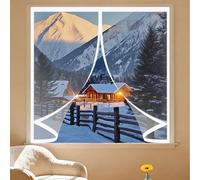 Rideau Thermique Isolant 94 x 112 cm Chaud en Hiver et Frais en Été, Chaud Coupe-Vent et Insonorisant Moustiquaire Fenêtre Magnétique pour Salon, Chambre Chauffante, A