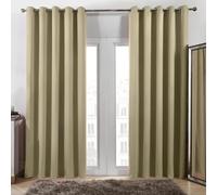 Rideau Thermique Isolant Anti Froid 50 x 130 cm 100% Bloquer Lumière, Anti-UV Rideaux Thermiques Isolants Lot de 2 pour Cuisine Rideau Dressing, Beige