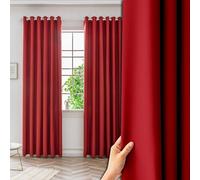 Rideau Thermique Isolant Anti Froid 50 x 160 cm 100% Polyester, Isolant Anti UV, Intérieurs Decoration Lot de 2 Rideaux Opaque Draperies pour Chambre Adulte Salon, Rouge