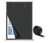 Rideau Thermique Isolant Anti Froid en d'hiver, Kit D'isolation de Fenêtr, Couverture de fenêtre en tissu Oxford, Coupe-Vent, Imperméable, Isolant Phonique(Noir,195x195cm)