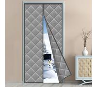 Rideau Thermique Magnétique Hiver - 105 x 220 CM - GRIS - Thermique Isolant Contre le Froid Fermeture Automatique à Aimants, Partie Supérieure Augmentée à 3,8 CM, Pour Balcon, Salon, Cave, Cuisine