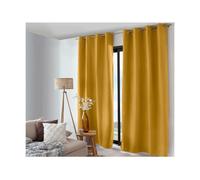 ED Enjoy Home Rideau Thermique Occultant avec Œillets, Jaune Moutarde, 135x240cm, 100% Polyester, Velours Tramé, Doublure Polaire, Collection Nordica