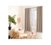 ED ENJOY HOME Rideau Thermique Occultant Beige Naturel 135×180 cm, Œillets Métal, Anti-Chaleur, Anti-Froid, pour Chambre et Salon