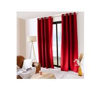 Generique Rideau thermique occultant microfibre doublée, œillets métal, Rouge 135×240 cm