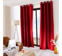 Generique Rideau thermique occultant microfibre doublée, œillets métal, Rouge 135×240 cm