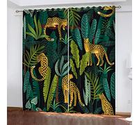 Rideau Thermique Occultant Isolant Anti Chaleur Extérieur Grande Largeur Fenetre Léopard De La Jungle Tropicale 200X160Cm Rideau Cuisine Salon Moderne Lot De 2 Rideaux Chambre Enfant Fille Garcon Adu
