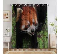 Rideau Thermique Panda Roux Rideau Occultant forêt Rideaux Isolant Anti Froid et Chaleur Doux Phonique Lavable L117xH137cm Chambre Salon Intérieurs, 2 Pièces H3313