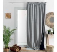 Rideau thermique phonique et semi occultant à galons fronceurs KONFOR Gris Perle 140x260 cm