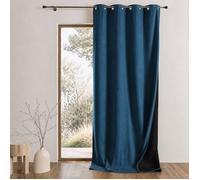 Rideau thermique phonique et semi occultant KONFOR Bleu Paon 140x260 cm