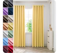 Rideau Thermique - Rideau Occultant 120 x 250 cm 100% Polyester, Isolant Anti UV, Intérieurs Decoration Rideau de Fenêtre à Œillets 2 Panneaux pour Chambre, Salon, Bureau, Jaune