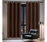 Rideau Thermique - Rideau Occultant 176 x 174 cm Isolant Anti Froid Chaleur, Satiné 100% Occultant Lot de 1 Design Moderne à Oeillets pour Chambre Maison, Brun
