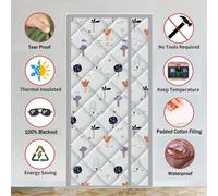 Rideau thermique Thermo Rideau de porte Moustiquaire Panneau isolant Rideau thermique Imperméable au vent Climatisation Rideau anti-mouches Gris, 90x220cm