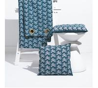 Rideau - TODAY - Palmiers - 140 x 240 cm - Coton - Œillets métalliques - Bleu