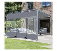 Rideau transparent en plastique PVC transparent avec fermeture éclair pour pergola, bâche imperméable, panneaux latéraux personnalisables (320 x 250 cm)