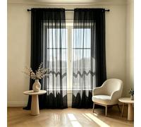Rideau Transparent Intérieurs Décorati, Légers Filtrants 57x165cm Noir | Rideau Occultant Thermiques Isolant Anti Froid Chaleur Pour Salon Chambre Séparation Pièce Cuisine Rideau Dressing