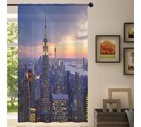 Rideau transparent New York Sunset Skyscraper New York pour salon, chambre à coucher, cuisine, salle à manger - 139 x 198 cm