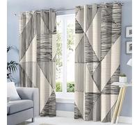 Rideau Triangles Losanges Dessinés À La Main Chambre, Rideaux Occultant Salon Crème Graffiti Géométrique, Thermique À Oeillets Fenêtre Decoration, Opaque Draperies 2 Pièces pour Maison, 140X220 Cm