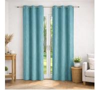 Rideau uni - Effet daim Turquoise 140x260 cm