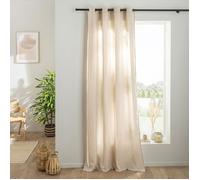 Rideau uni gaze de coton 140x260 cm FUTURE HOME beige, 8 œillets métal