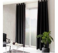 Rideau uni occultant ""natté"" Noir 140x240 cm