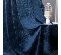 Rideau Velours Damas floral Bleu marine Lot de 2, Occultant Rideaux Épaissir Thermique pour Chambre Salon Décoratifs Doux,