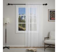 Rideau Voilage 240 x 240 cm Bloquer Soleil Anti-UV, Doux et Esthétiques Rideau de Fenêtre à Œillets Décoration de Maison pour Salon, Chambre à Coucher et Cuisine, Blanc