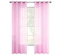 Rideau Voilage 240 x 240 cm Plusieurs Tailles Voile Semi Transparent Rideaux Voilages Décoration Interieur pour Porte Cuisine Chambre Enfant, Rose