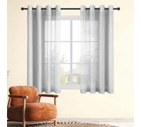 Rideau Voilage 265 x 275 cm Polyester Voilage de Fenêtre Oeillets Draperies Décoration Interieur Salon Moderne Chambre Adult Cuisine, Gris Clair