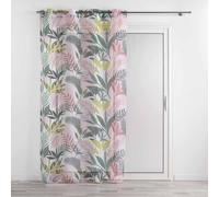 Douceur d'Intérieur – Rideau voilage à œillets Assana – Voile sablé imprimé 140 x 240 cm Rose