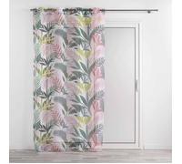 Douceur d'Intérieur – Rideau voilage à œillets Assana – Voile sablé imprimé 140 x 240 cm Rose