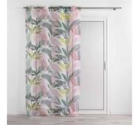 Douceur d'Intérieur – Rideau voilage à œillets Assana – Voile sablé imprimé 140 x 240 cm Rose