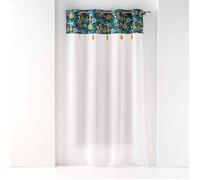 Rideau Voilage à Œillets ""Bohoflora"" 140x240cm Bleu