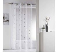 Rideau Voilage à Œillets ""Chenilla"" 140x280cm Gris