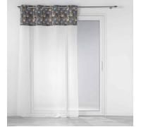Douceur d'Intérieur Voilage à oeillets Clairine 140x240 cm Gris Voile sablé Top velours imprimé Or