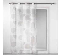 Douceur d'Intérieur Voilage à œillets Esquisse 140x240 cm Blanc Voile sablé imprimé