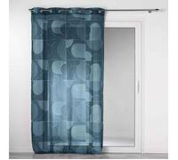Douceur d'Intérieur – Rideau voilage à œillets Esquisse 140x280 cm Voile sablé imprimé Bleu