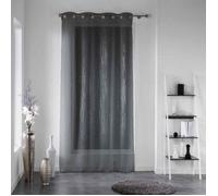 Douceur d'Intérieur, Voilage à Oeillets (140 x 180 Cm) Filiane Anthracite, Voile Sablé