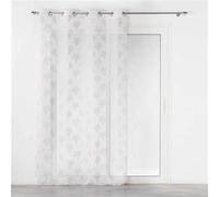 Douceur d'Intérieur Rideau voilage à œillets Arcadie Imprimé métallisé 140x240 cm Blanc